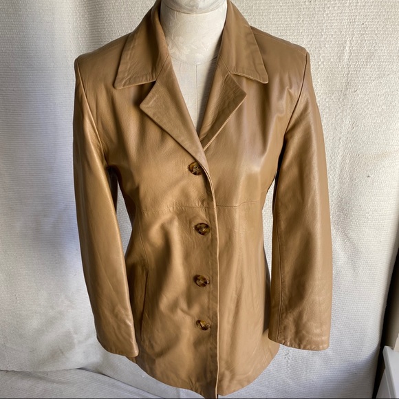 Vintage 70s S Italian Leather Hippy Coat Tan Brown - Picture 6 of 8